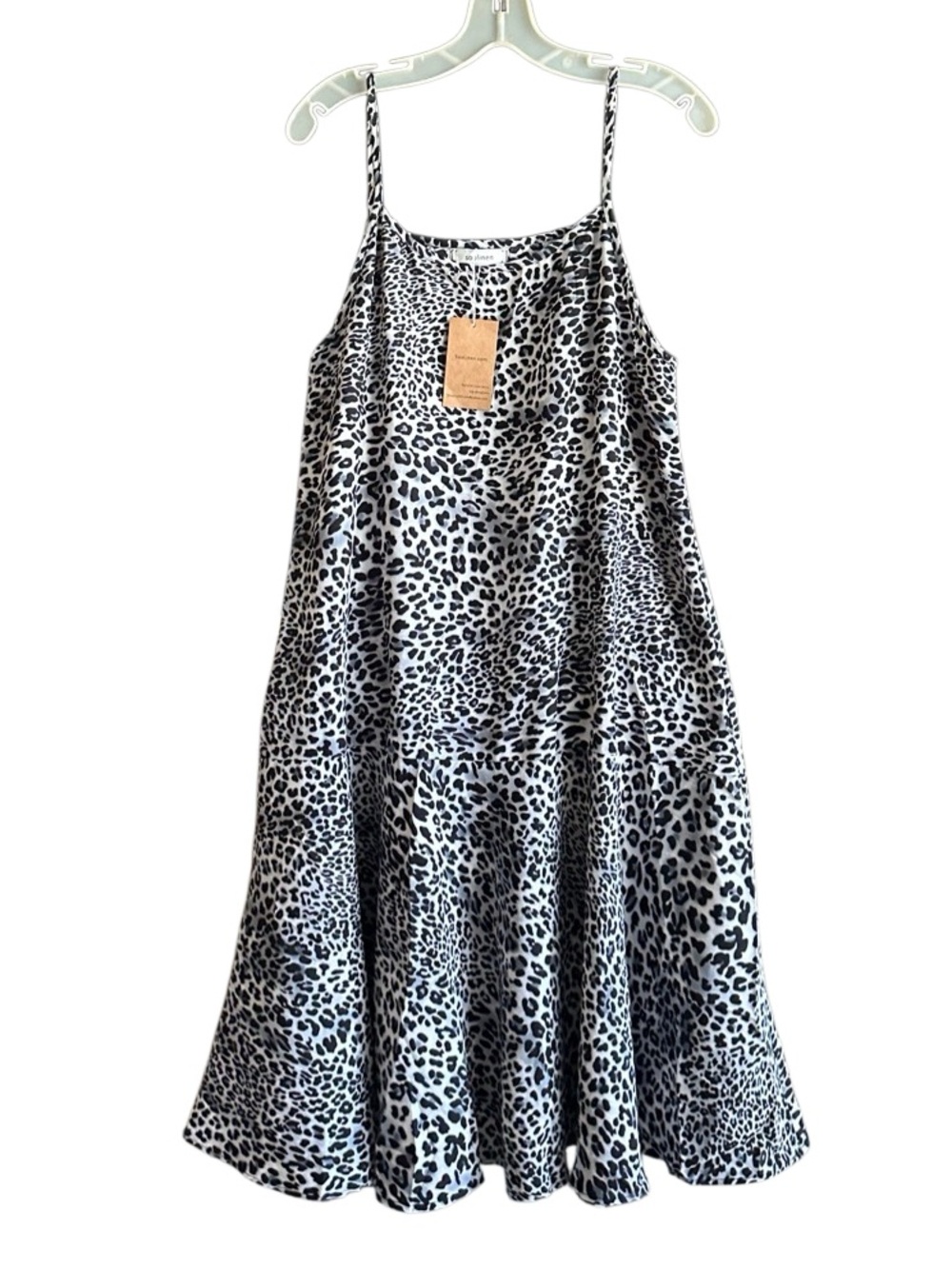 NWT Soolinen Animal Print Slip Midi Dress - Black & White. Size Large.